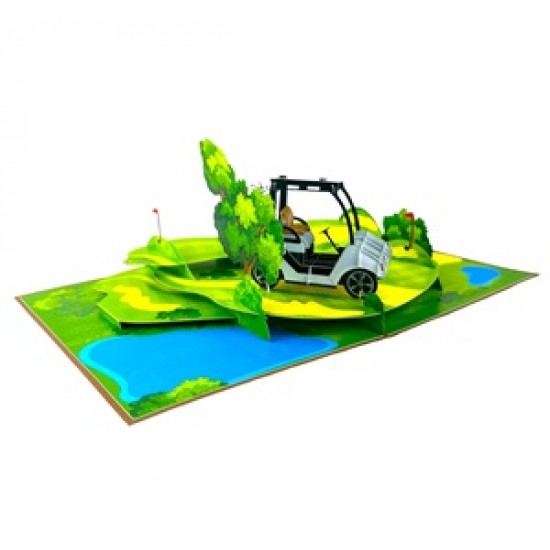 3D pop up card Golf Buggy Cart Birthday Father's Day Retirement Anniversary Blank Celebrations