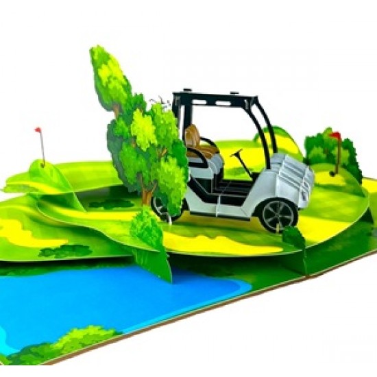 3D pop up card Golf Buggy Cart Birthday Father's Day Retirement Anniversary Blank Celebrations