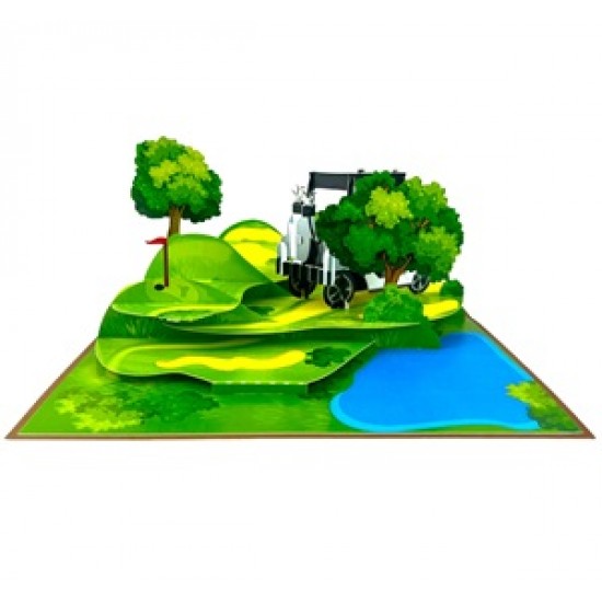 3D pop up card Golf Buggy Cart Birthday Father's Day Retirement Anniversary Blank Celebrations