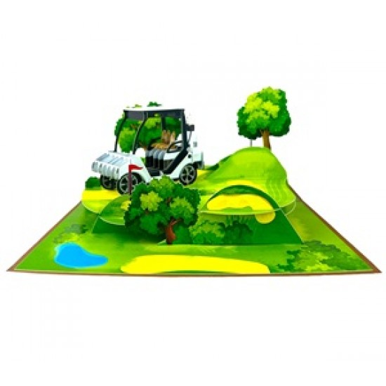 3D pop up card Golf Buggy Cart Birthday Father's Day Retirement Anniversary Blank Celebrations