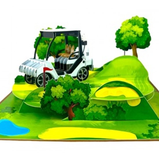 3D pop up card Golf Buggy Cart Birthday Father's Day Retirement Anniversary Blank Celebrations