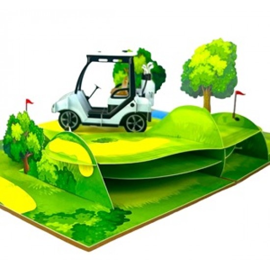 3D pop up card Golf Buggy Cart Birthday Father's Day Retirement Anniversary Blank Celebrations