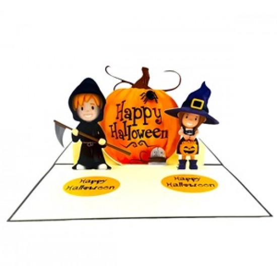 Handmade 3D Pop Up Card Happy Halloween Witch Wizard Grim Reaper Pumpkin Spider Gothic Cosplay Celebrations