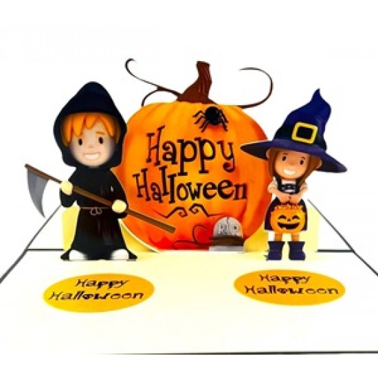 Handmade 3D Pop Up Card Happy Halloween Witch Wizard Grim Reaper Pumpkin Spider Gothic Cosplay Celebrations