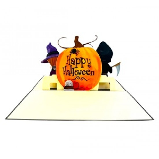 Handmade 3D Pop Up Card Happy Halloween Witch Wizard Grim Reaper Pumpkin Spider Gothic Cosplay Celebrations