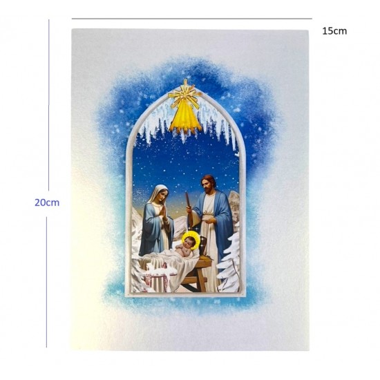 Handmade 3D Pop Up Christmas Card Nativity Holy Family Manger Three Kings Seasonal Greetings Celebrations card, Xmas home gift, ornaments, decorations