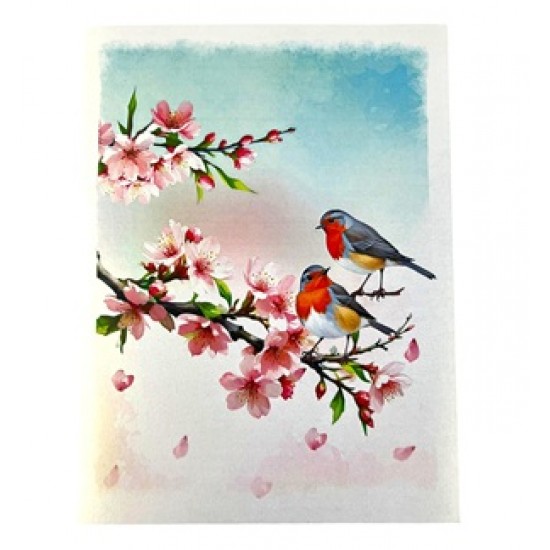 Handmade 3D Pop Up Greeting Card Robin Cherry Blossom, Birthday, Valentine's Day, wedding Anniversary, Mother's Day, Housewarming, Retirement, Thank You, Miss You, Blank