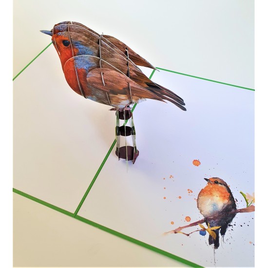 Handmade 3D Pop Up Card Robin, Birthday, Valentine’s Day, Wedding Anniversary, Christmas, Good Luck, Blank Card