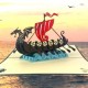 Handmade 3D Pop Up Card Scandinavia Viking Dragon Pirate Boat Birthday Wedding Anniversary Father's Day Moving Leaving Travel Holiday Greetings