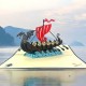 Handmade 3D Pop Up Card Scandinavia Viking Dragon Pirate Boat Birthday Wedding Anniversary Father's Day Moving Leaving Travel Holiday Greetings