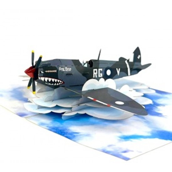 Handmade 3D Pop Up Card Spitfire Birthday, Wedding Anniversary, Valentine's Day, Father's Day, Pass Pilot Exam,Blank Greetings