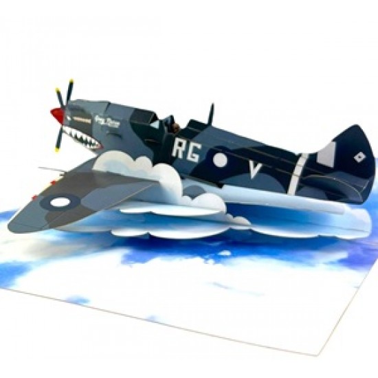 Handmade 3D Pop Up Card Spitfire Birthday, Wedding Anniversary, Valentine's Day, Father's Day, Pass Pilot Exam,Blank Greetings