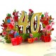 BC Worldwide Ltd handmade 3D pop up card 40 forty happy birthday rose flower 