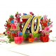 Handmade 3D pop up card 70 seventy happy birthday rose flower pot celebrations card for her friends