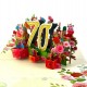 Handmade 3D pop up card 70 seventy happy birthday rose flower pot celebrations card for her friends