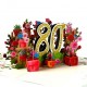 Handmade 3D pop up card 80 Eighty happy birthday rose flower pot celebrations card for her friends