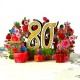 Handmade 3D pop up card 80 Eighty happy birthday rose flower pot celebrations card for her friends