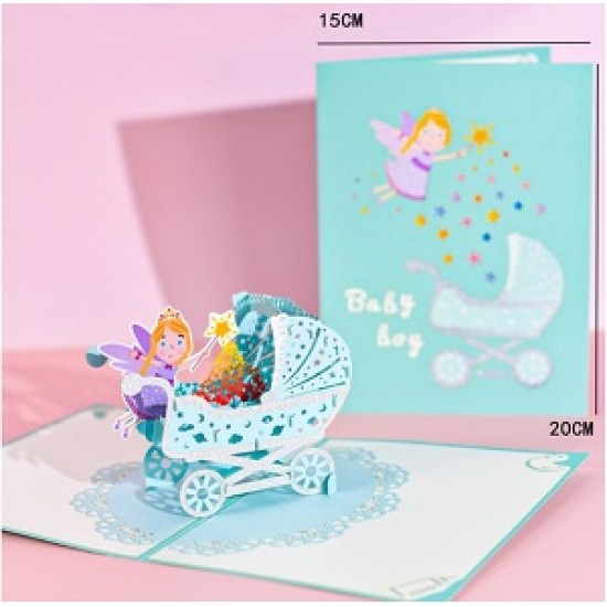 Handmade 3D Pop Up Card baby boy new baby birth baby shower congratulations celebrations