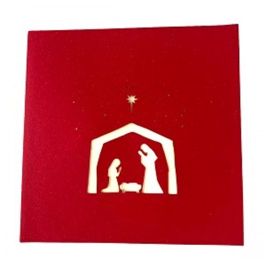 Handmade 3D Pop Up Christmas Card Bethlehem Nativity Baby Jesus Birth Manger Celebrations seasonal greetings