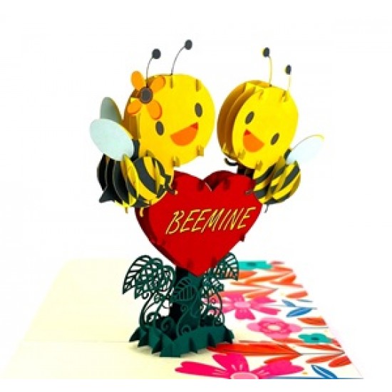 Handmade 3D Pop Up Card Bee Mine Birthday Valentine's Day Proposal Engagement Wedding Anniversary Celebrations