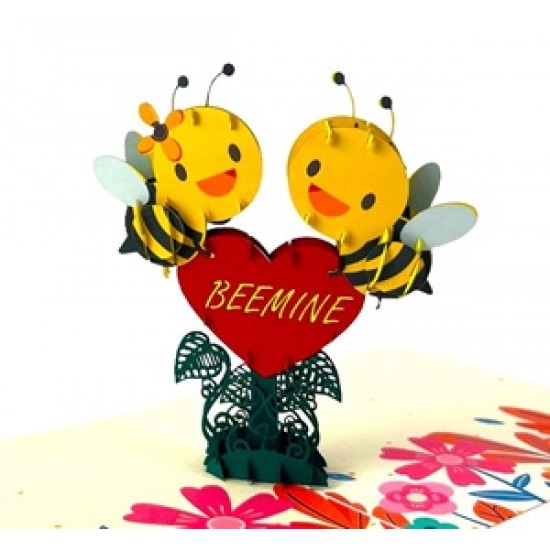 Handmade 3D Pop Up Card Bee Mine Birthday Valentine's Day Proposal Engagement Wedding Anniversary Celebrations