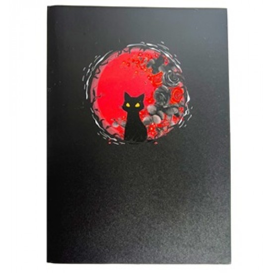 3D Pop Up Card Handmade Black Cat Rose Gothic Birthday Halloween Blank Greetings 