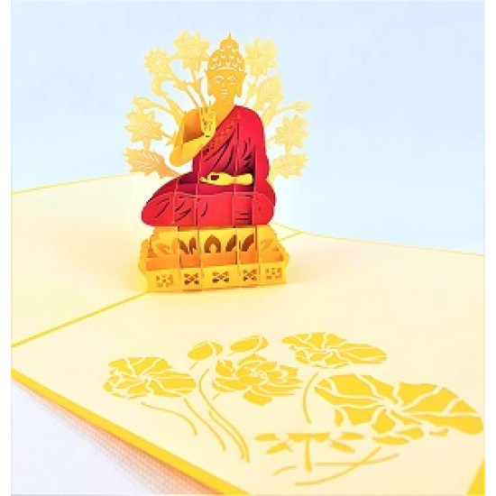 Handmade 3D Pop Up Card Buddha birthday Valentine's day Anniversary Pass Exam New Home Good Luck Religious Card