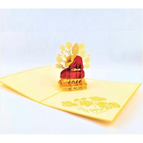 Handmade 3D Pop Up Card Buddha birthday Valentine's day Anniversary Pass Exam New Home Good Luck Religious Card