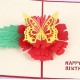 Handmade 3D Pop Up Card Happy Birthday Butterfly Red Peony Flower Greetings