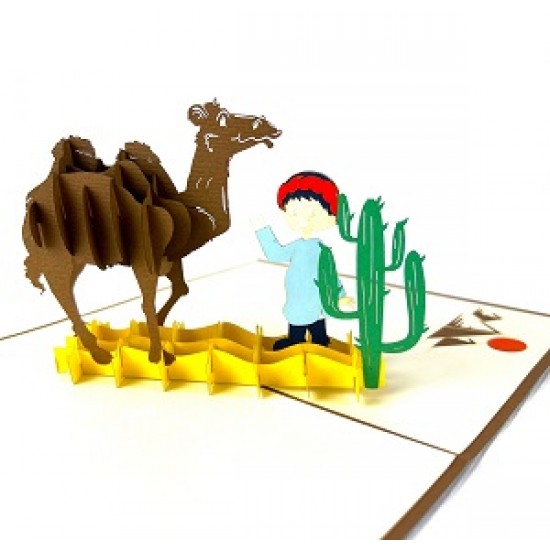 Handmade 3d Pop Up Card Camel Desert Boy Egyptian Pyramid Birthday Anniversary Valentine's Day Baby Shower Travel Holiday Outdoor Invitation