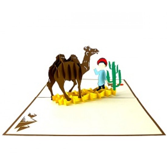 Handmade 3d Pop Up Card Camel Desert Boy Egyptian Pyramid Birthday Anniversary Valentine's Day Baby Shower Travel Holiday Outdoor Invitation