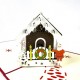 Handmade 3D Pop Up Xmas Card Santa Claus Country Cottage House Wreath Candlelight Jingle Bells Reindeer Kid Sledge Family Snowman Snowflake Seasonal Greetings