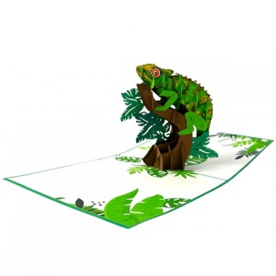 Handmade 3D Pop Up Card Chameleon Birthday, Valentine's Day, Wedding Anniversay, Father's Day, New Pet, Blank Celebrations Card, Love Friendship Card