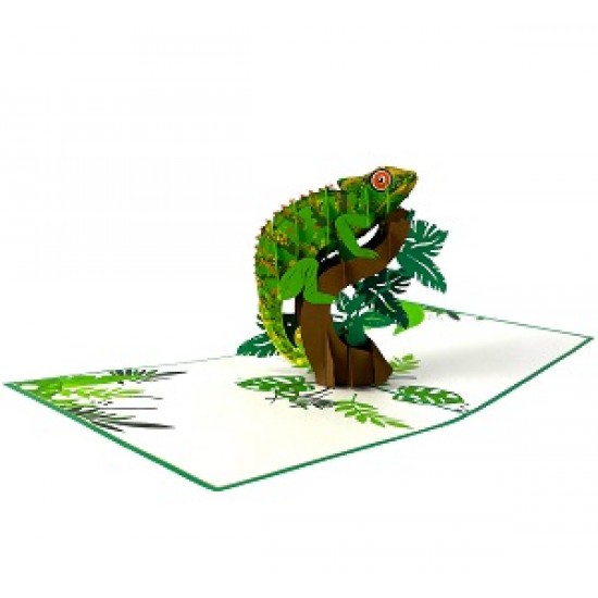 Handmade 3D Pop Up Card Chameleon Birthday, Valentine's Day, Wedding Anniversay, Father's Day, New Pet, Blank Celebrations Card, Love Friendship Card