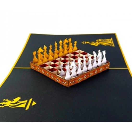 Handmade 3D Pop Up Card Chess Board Birthday Wedding Anniversary Valentine's Day Father's Day Mother's Day Retirement New Home Blank Celebrations