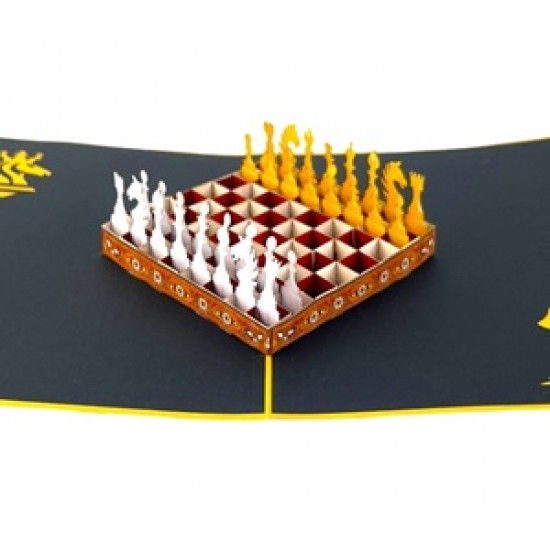 Handmade 3D Pop Up Card Chess Board Birthday Wedding Anniversary Valentine's Day Father's Day Mother's Day Retirement New Home Blank Celebrations