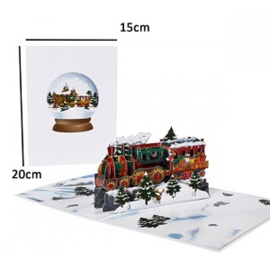 Handmade 3D pop up Christmas card Merry Xmas train Santa Claus snowman gift blank