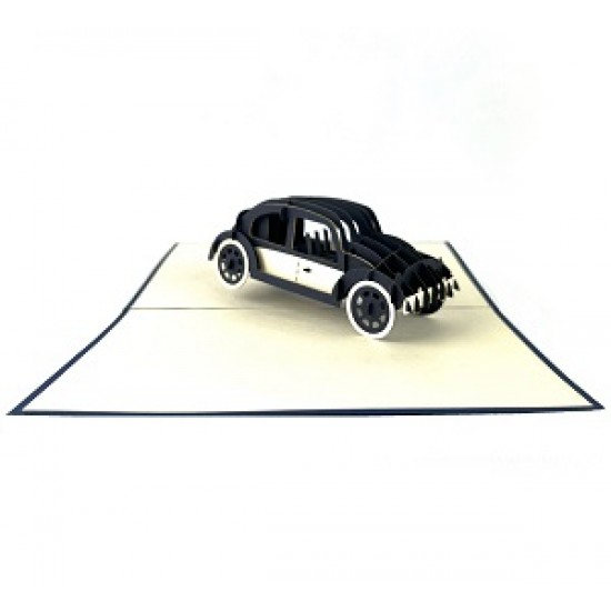 Handmade 3D Pop Up Card Classic Black Car Birthday Wedding Anniversary Valentine's Day Father's Day Mother's Day New Car Pass Driving License Blank Celebration