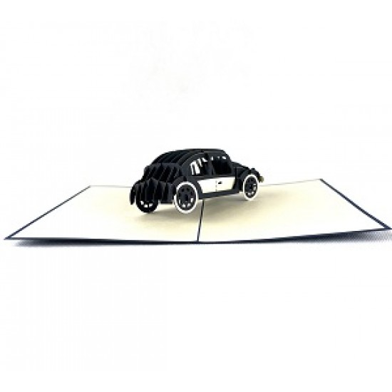 Handmade 3D Pop Up Card Classic Black Car Birthday Wedding Anniversary Valentine's Day Father's Day Mother's Day New Car Pass Driving License Blank Celebration