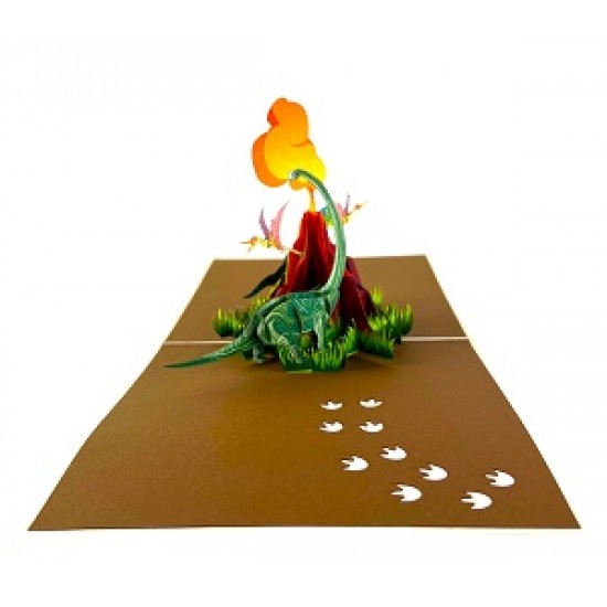 Handmade 3D Pop Up Card dinosaur volcano birthday Valentine's day Father's day Holiday New Pet Celebrations