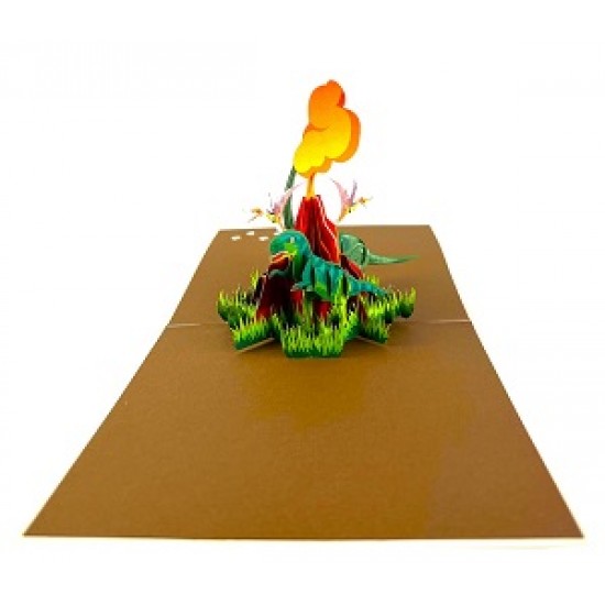 Handmade 3D Pop Up Card dinosaur volcano birthday Valentine's day Father's day Holiday New Pet Celebrations