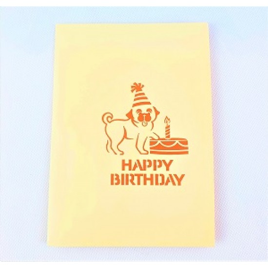 Handmade 3D Pop Up Birthday Card Pug Dog Happy Birthday Animal Pet, seasonal greetings for friend and family