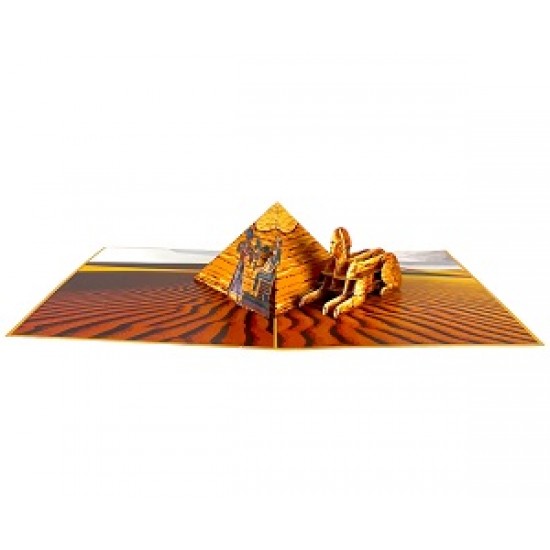 Handmade 3D Pop Up Card Egypt King Queen Couple Pyramid Sphinx Birthday Valentines Day Engagement Wedding Anniversary Holiday Blank Celebrations