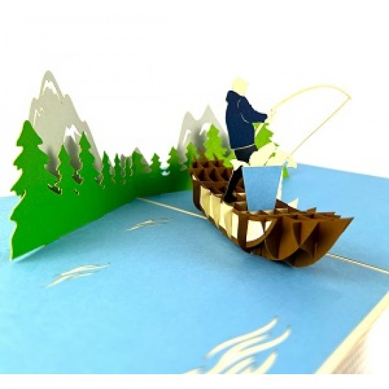 Handmade 3D Pop Up Card Go Fishing Birthday Father's Day Graduation Anniversary Valentine's Day Retirement Love Friendship Blank Card