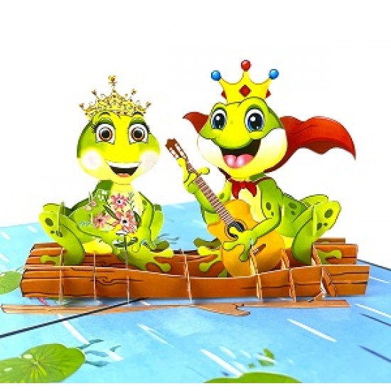 Handmade 3D Pop Up Card Frog King Queen Birthday Valentine's Day Wedding Anniversary Engagement Blank Card Celebrations Card Congratulations Card