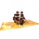 Handmade 3D Pop Up Card Galleon Boat Ship Birthday Valentine's Day Father's Day Wedding Anniversary Mother's Day New Home Housewarming Graduation Leaving Moving Retirement Blank Celebrations Card