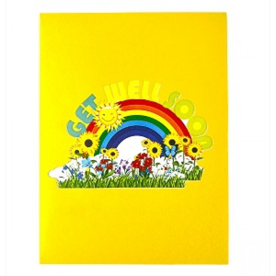 Handmade 3D Pop Up Card Get Well Soon Sun Butterfly Rainbow Flower Celebrations Card