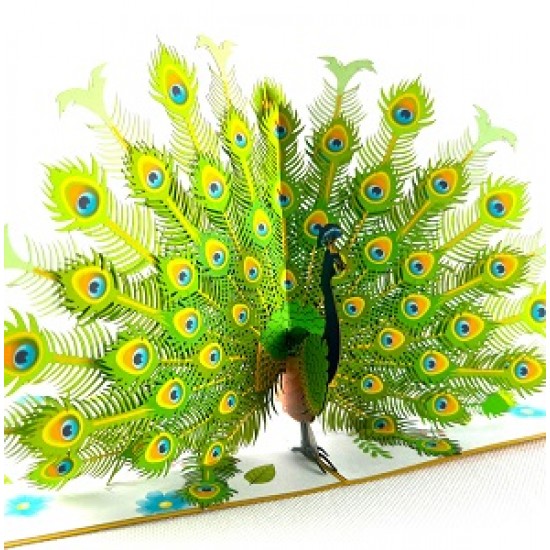 Handmade 3D Pop Up Card Peacock Birthday Valentine's Day Mother's Day Wedding Anniversary Hen Party Bridal Shower New Home Good Luck Blank Celebrations Card