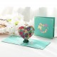 Handmade 3D Pop Up Card Colourful Flower Love Heart Gold Green Thank you card