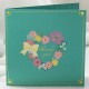 Handmade 3D Pop Up Card Colourful Flower Love Heart Gold Green Thank you card